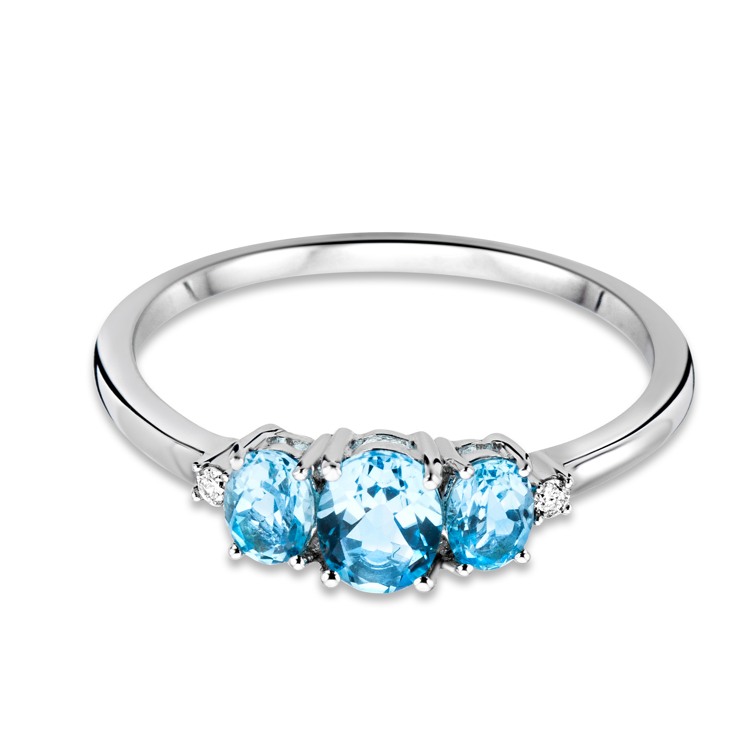 Miore Ring anello oro bianco 375 topazio blu
