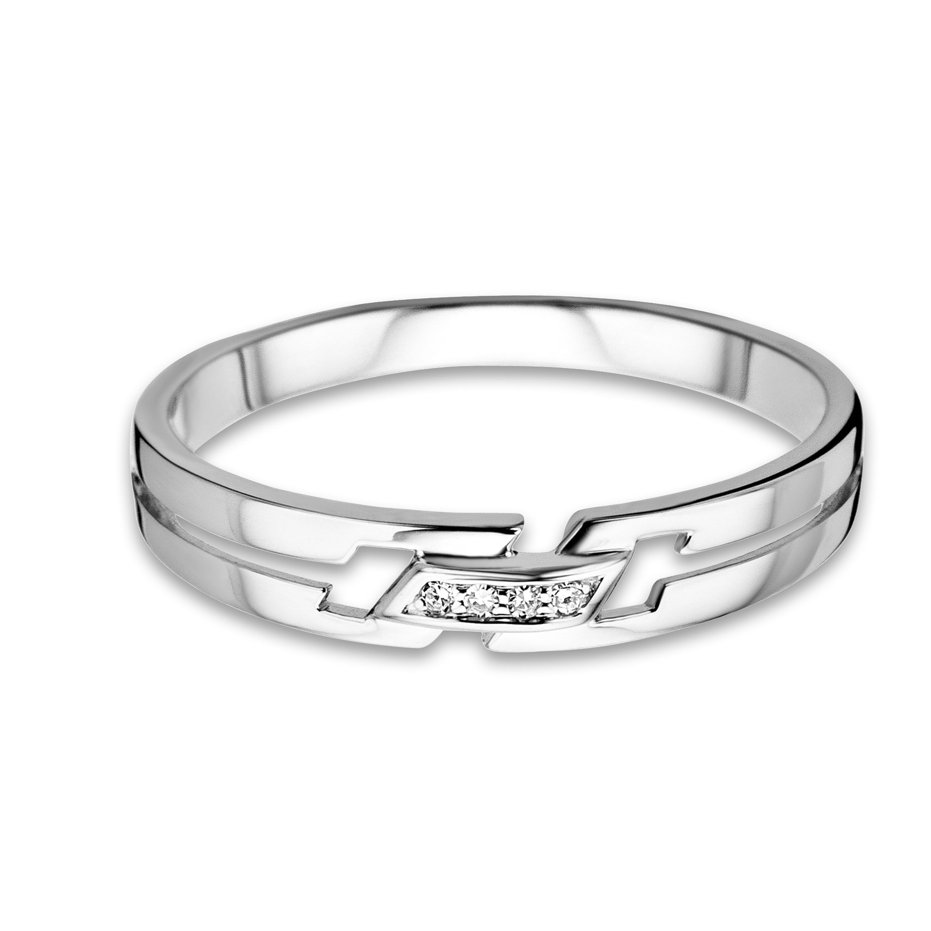 MIORE Ring Anello Oro Bianco 9KT Senza Pietra