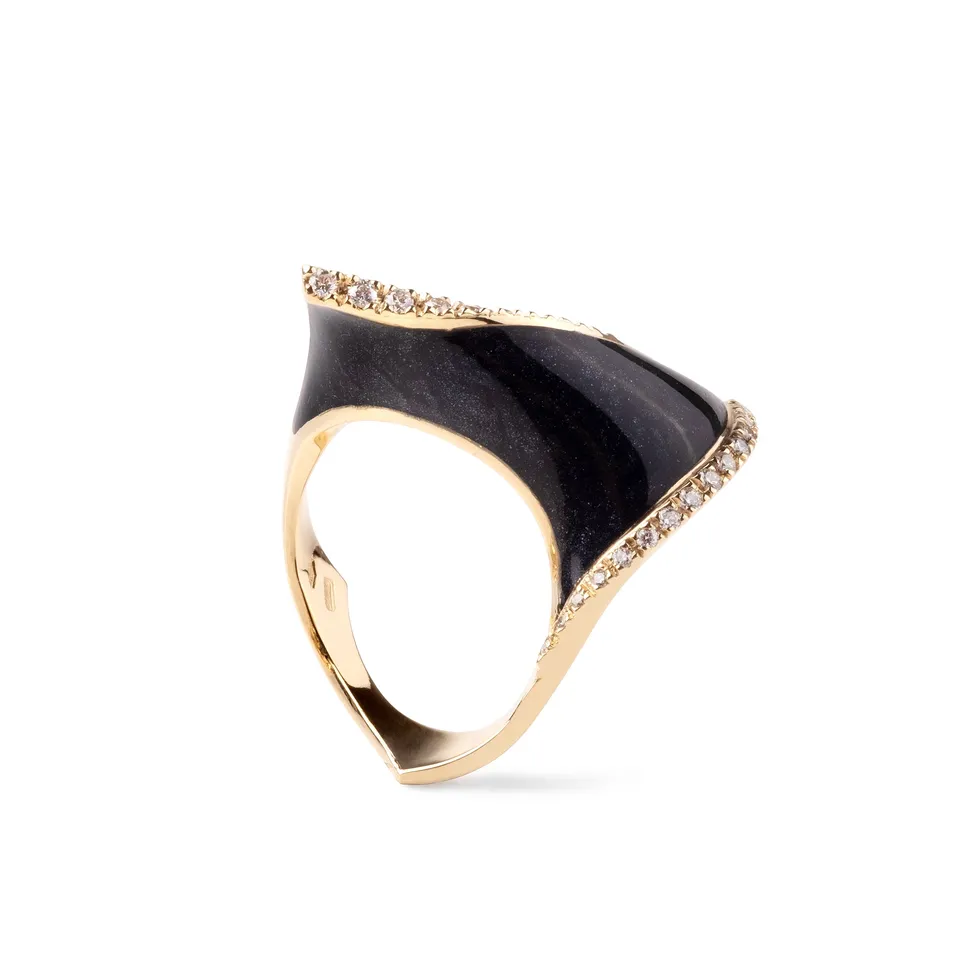 Noi Gioielli Onda anello oro giallo 18kt smalto nero