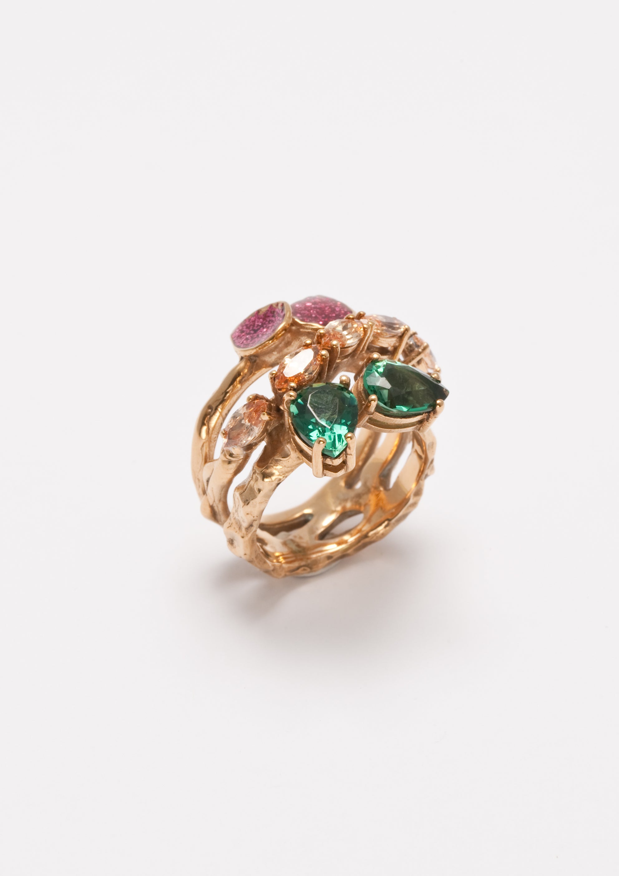 Voodoo Jewels Bold Shapes Grivilea anello bronzo pietra goccia