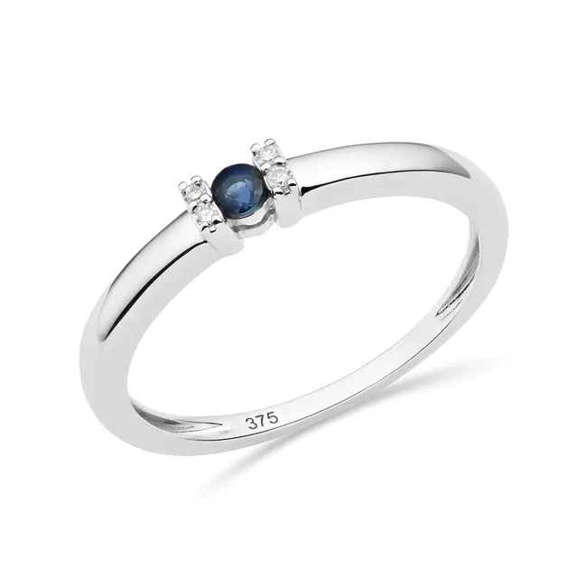 Miore Ring anello oro bianco 9kt zaffiro naturale