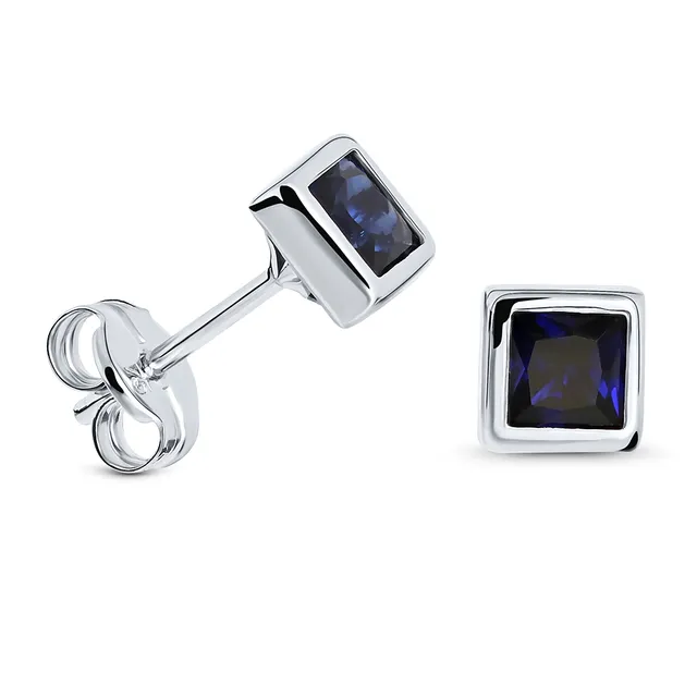Miore Orecchini Oro Bianco 9Kt Zaffiro Creato Blu