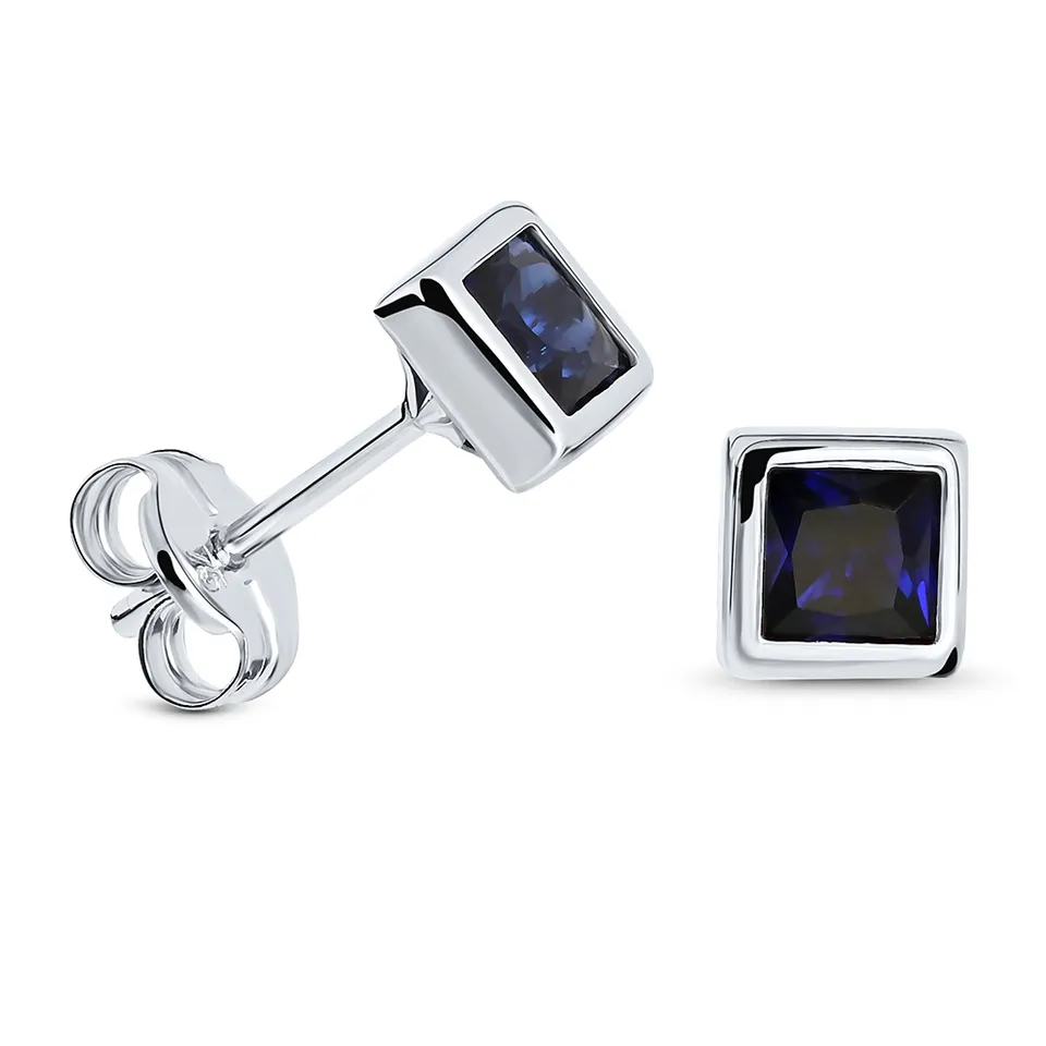 Miore Orecchini Oro Bianco 9Kt Zaffiro Creato Blu