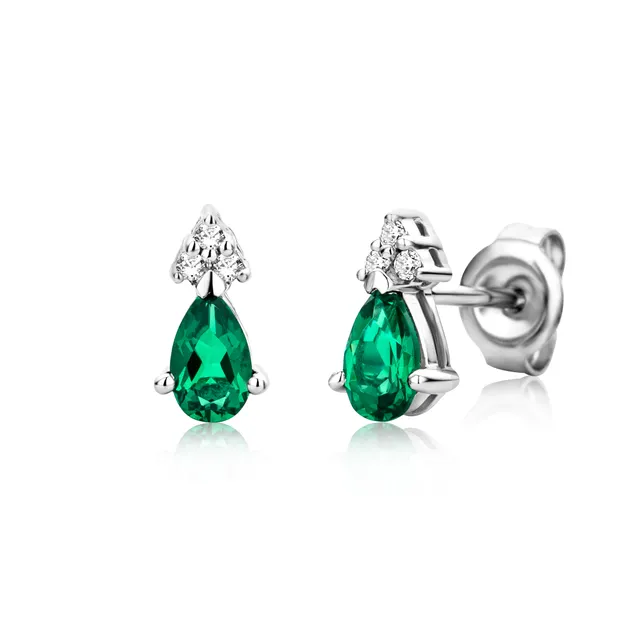 Miore Earrings 9KT 375 Orecchini smeraldo creato