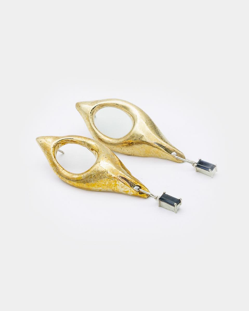 Voodoo Jewels Bold Shapes Leda orecchini bronzo iolite blu