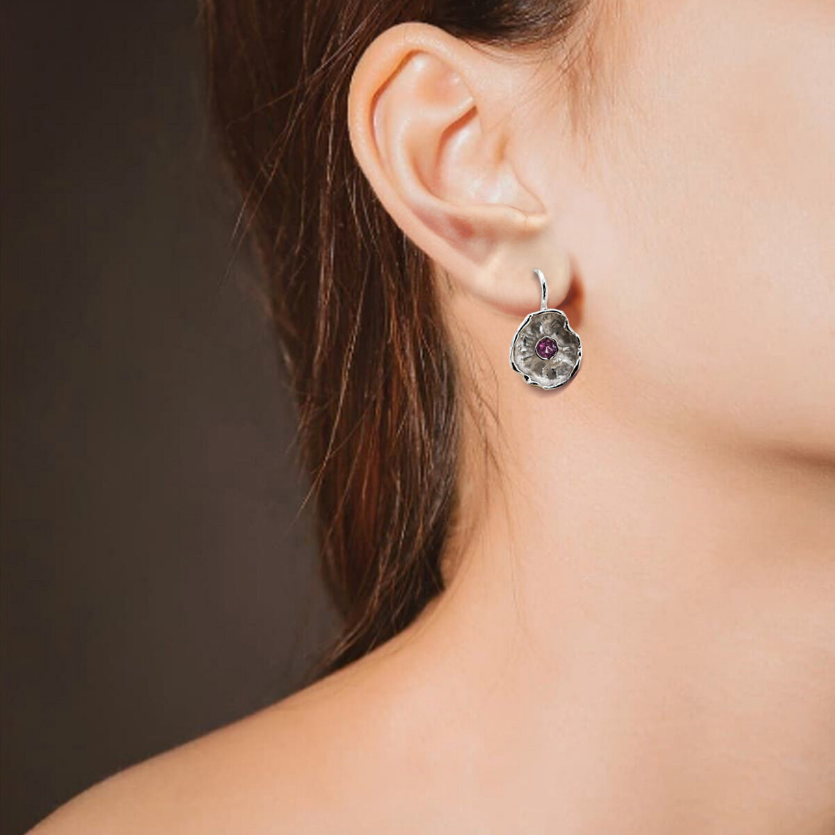 Anna Gioielli Winter Flower Orecchini Argento Rodolite 13 mm