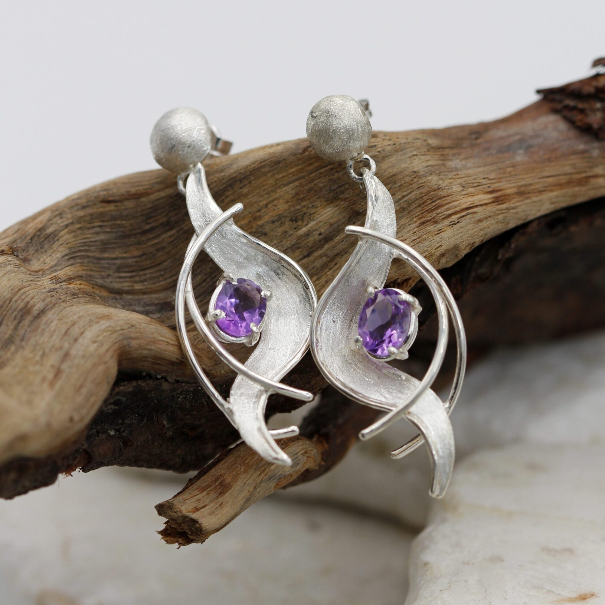 Anna Gioielli Orecchini Pendenti Argento Ametiste Viola 45 mm