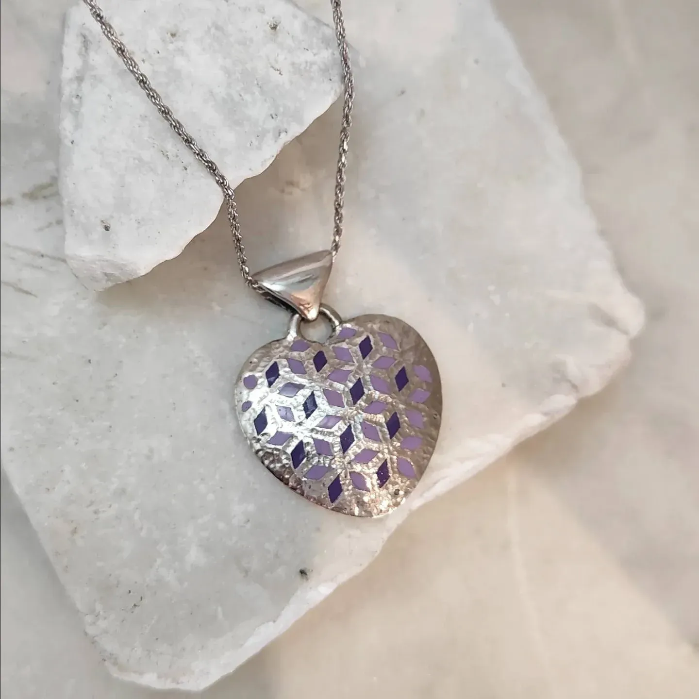 Anna Gioielli Pendenti Ciondolo Cuore Argento Smalto Viola
