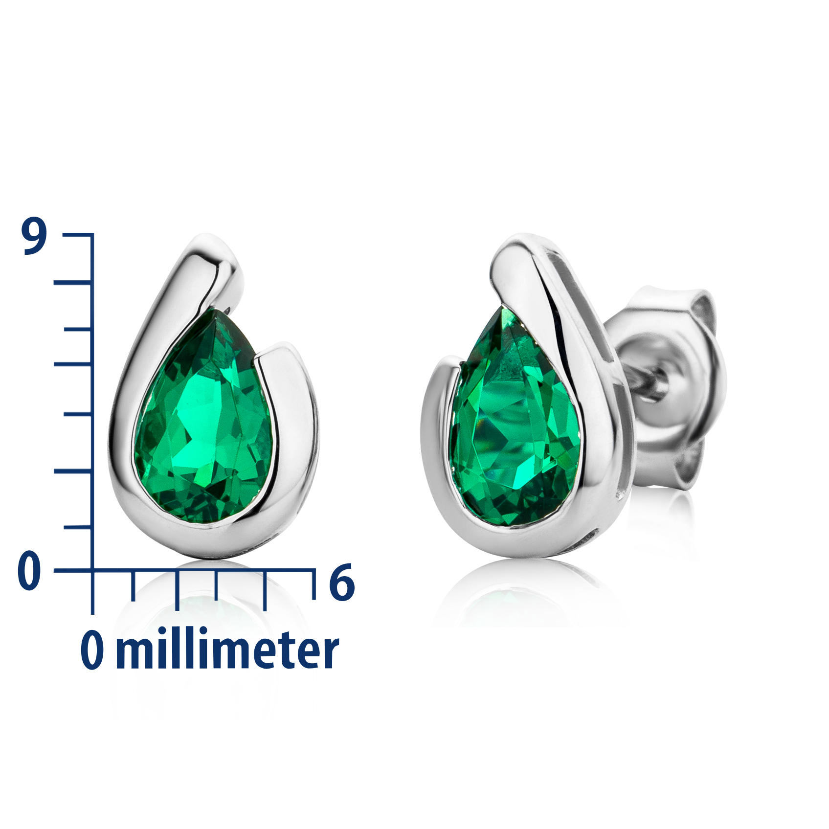 Miore Earrings Orecchini oro bianco 9Kt smeraldo creato