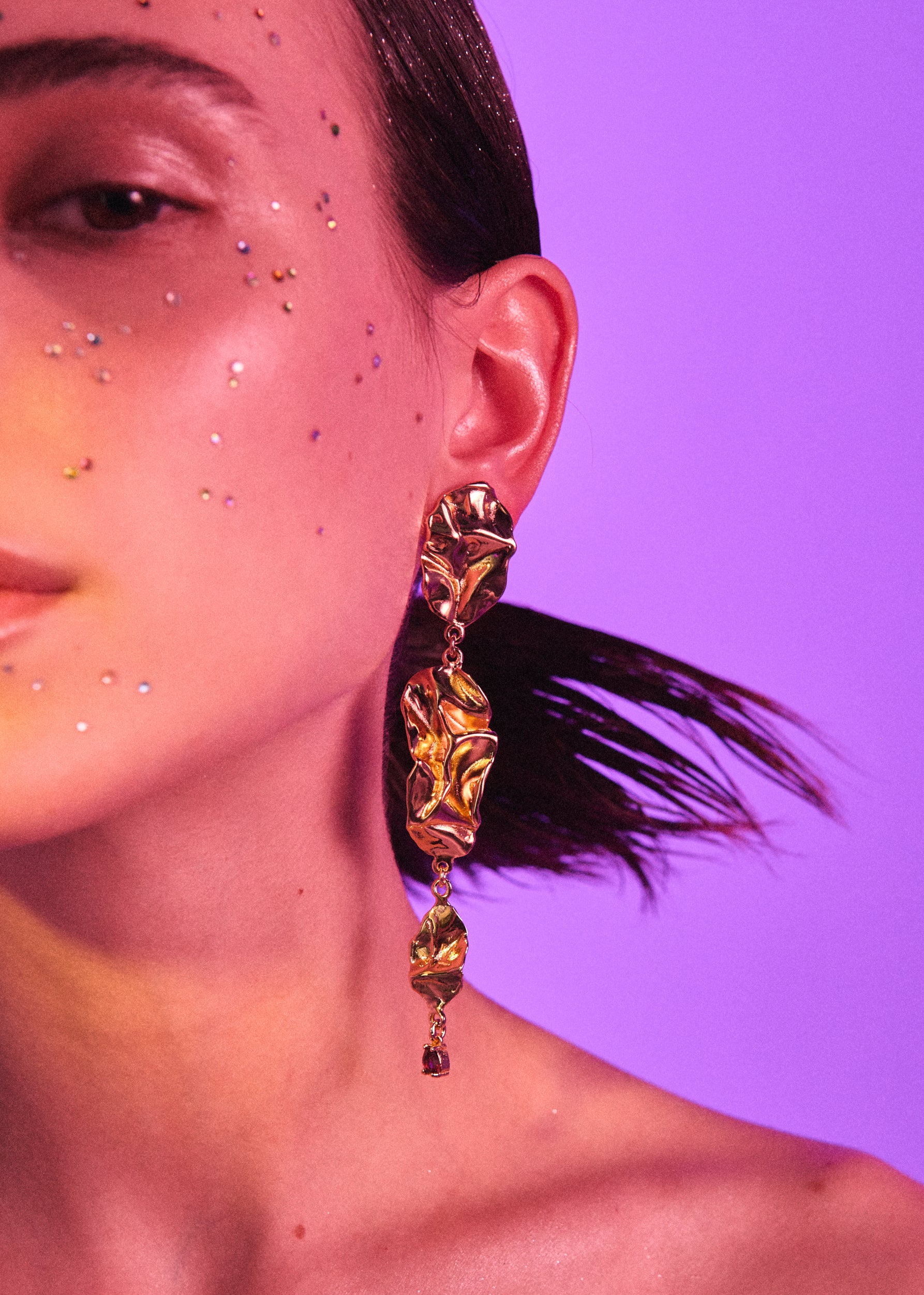 Voodoo Jewels Bold Shapes Acapulco Orecchini bronzo dorato pietre