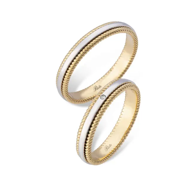 Polello Sì Lo Voglio fedi oro giallo bianco bicolore