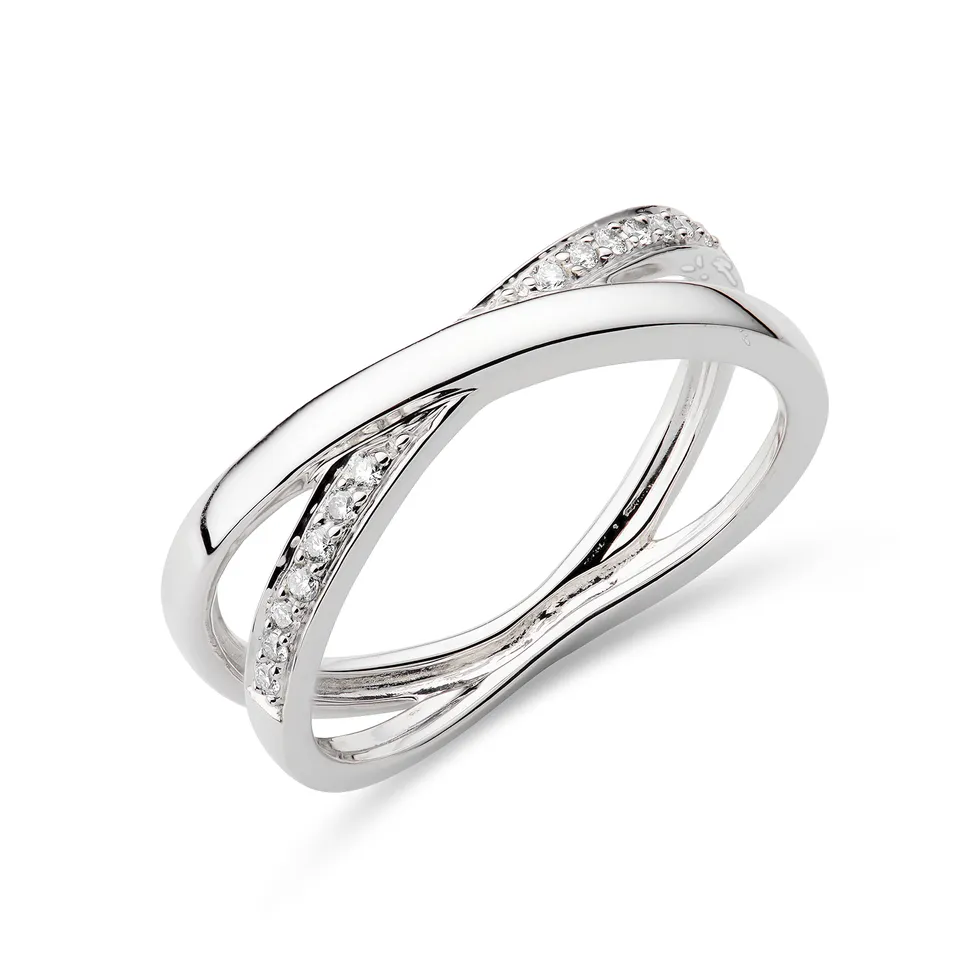 Miore Ring Anello Oro Bianco 9KT Semplice