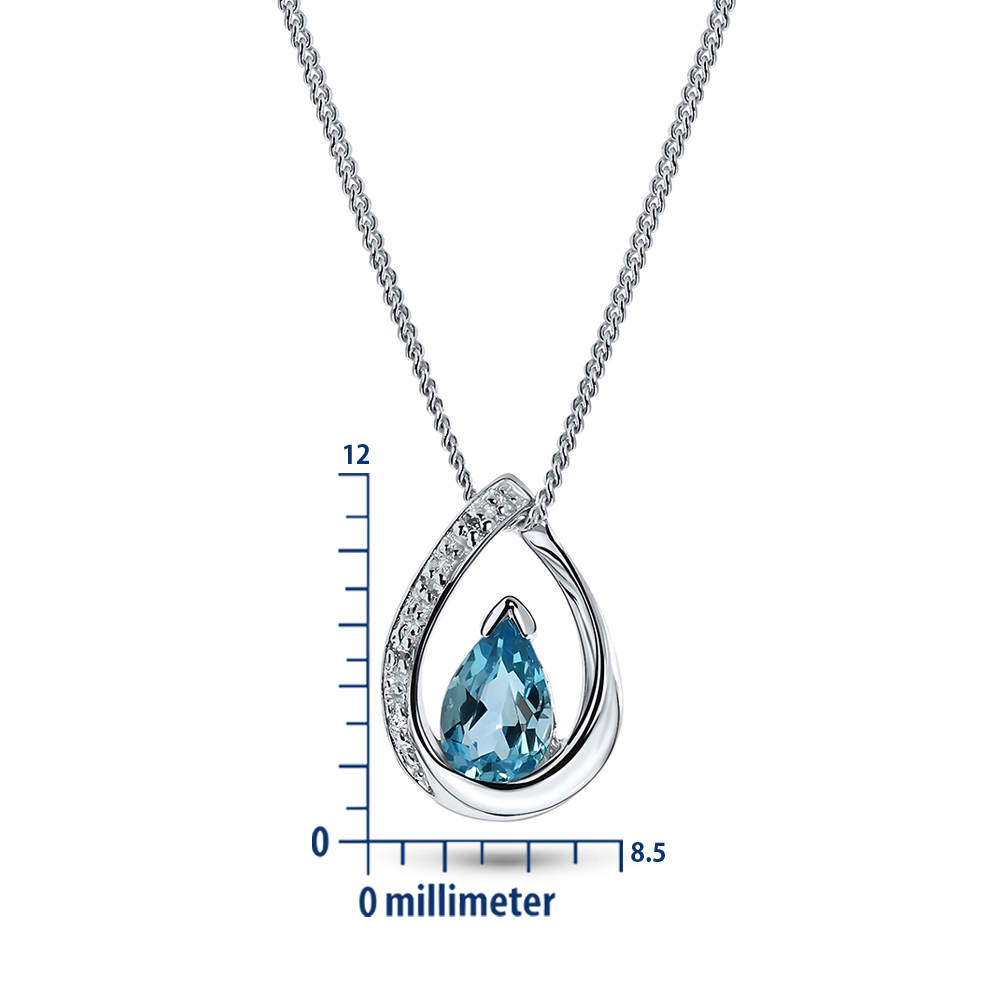 Miore Necklace Collana Oro Bianco Topazio Blu 9Kt