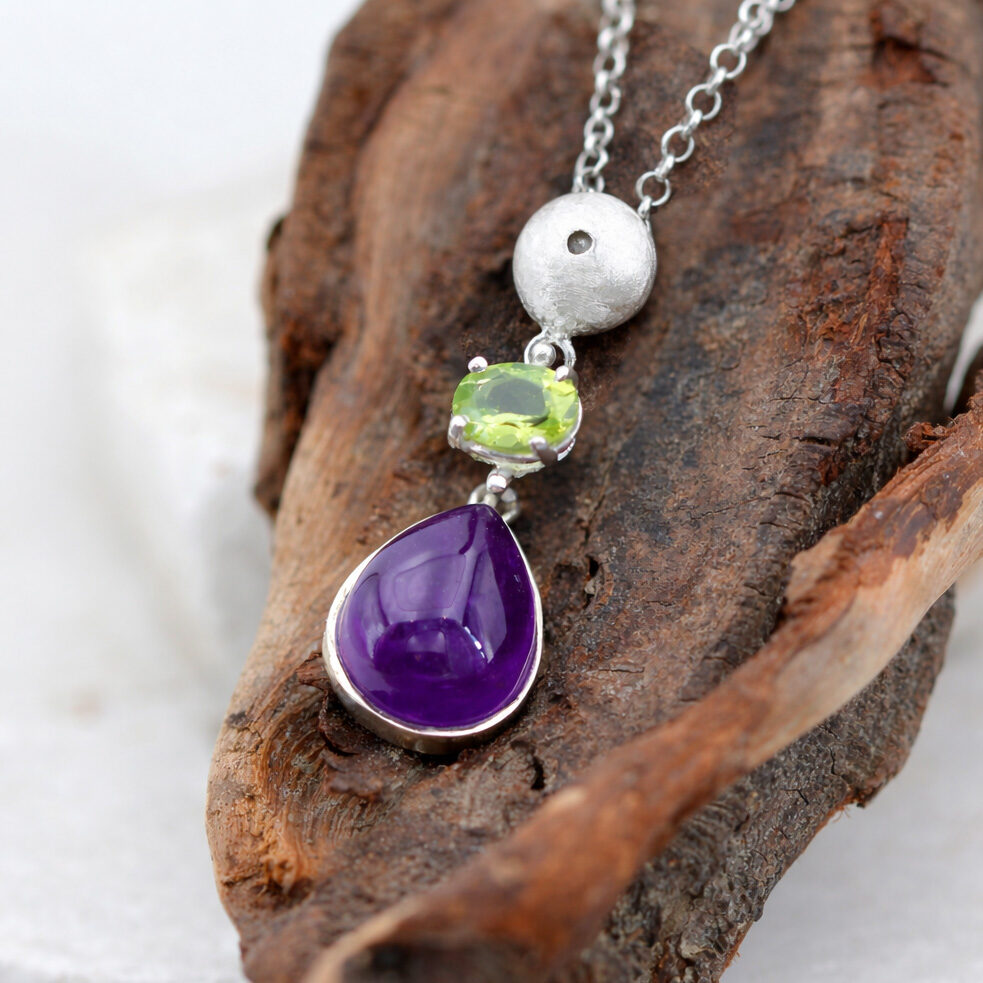 Anna Gioielli Pendenti Pendente argento ametista peridoto 46cm