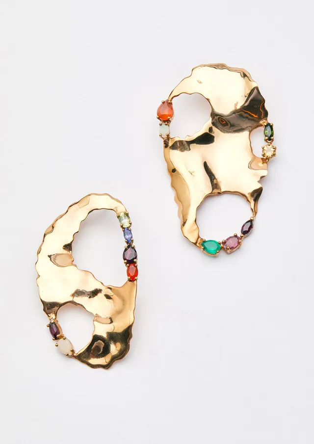 Voodoo Jewels Bold Shapes Limba orecchini tormaline oro