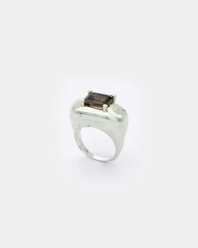 Voodoo Jewels Bold Shapes Supernova anello argento quarzo fumé M