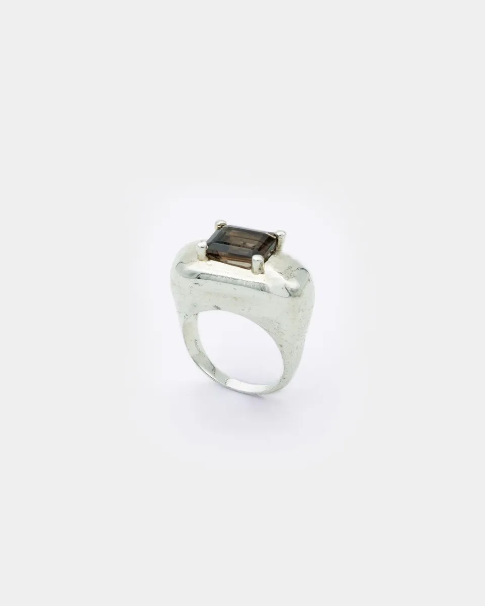 Voodoo Jewels Bold Shapes Supernova anello argento quarzo fumé M