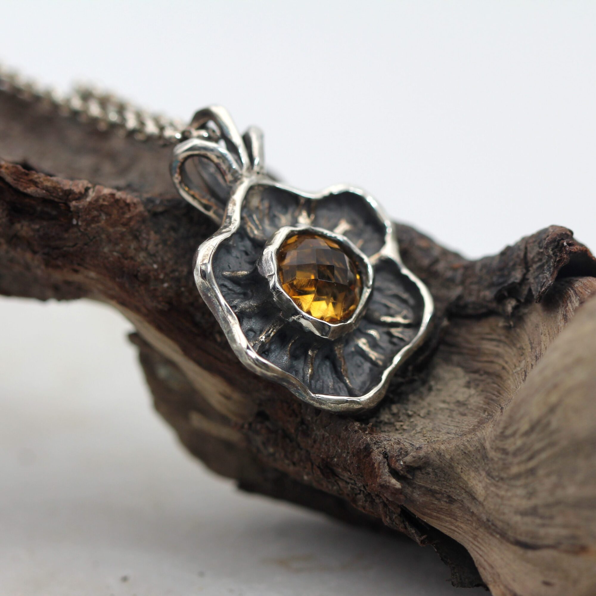 Anna Gioielli Winter Flower pendente argento quarzo citrino