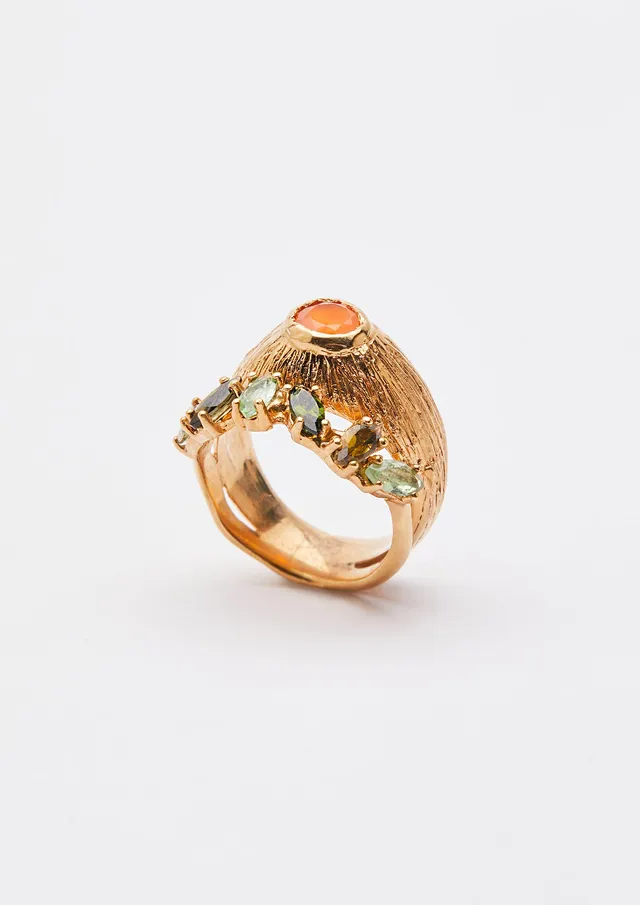 Voodoo Jewels Bold Shapes Ogoun anello corniola tormaline