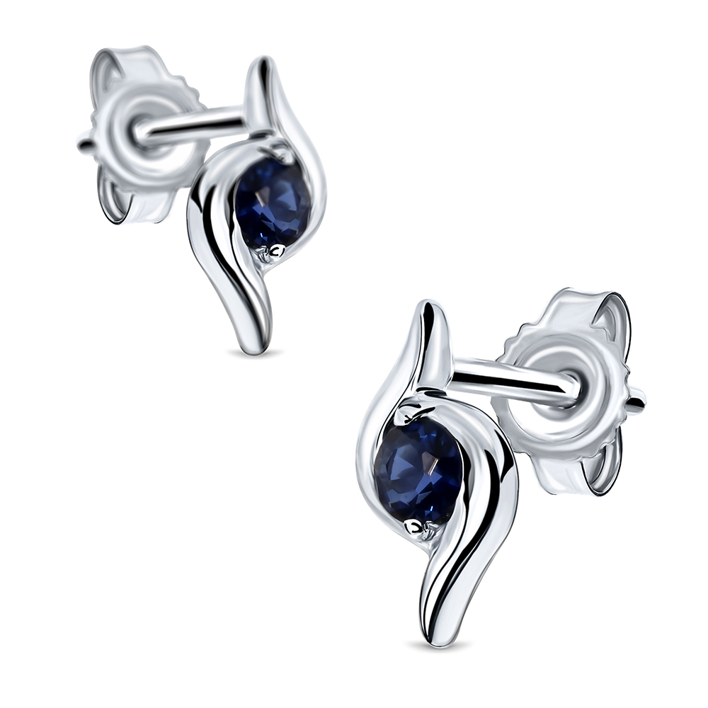 Miore Earrings 9KT Orecchini Oro Bianco Zaffiro Creato