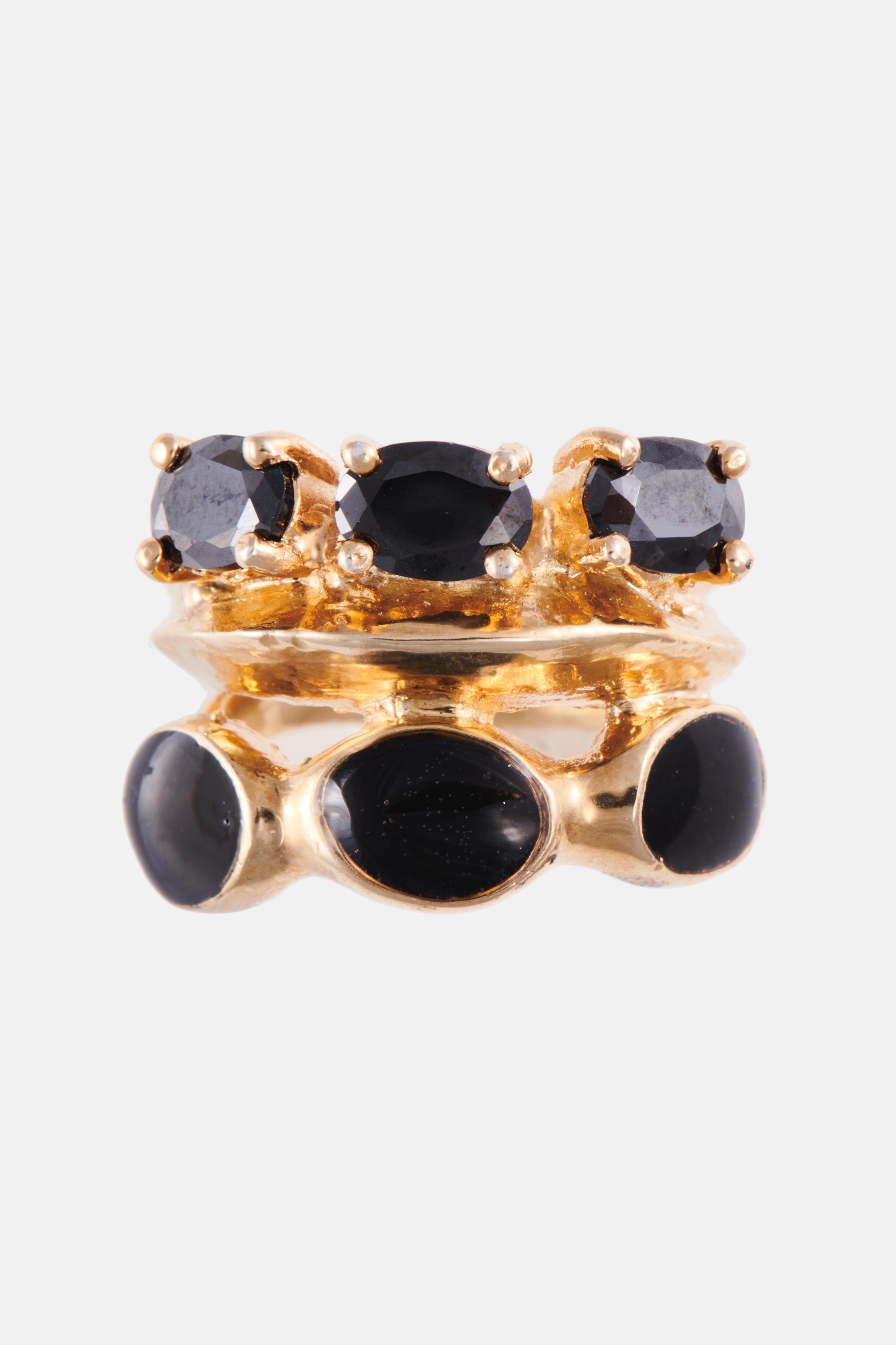 Voodoo Jewels Bold Shapes Saledo anello bronzo oro pietre