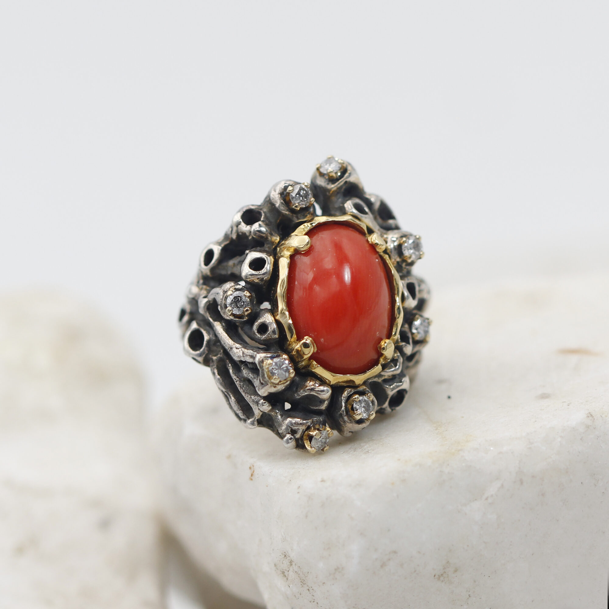 Anna Gioielli Marte Anello Argento Oro Corallo Diamanti