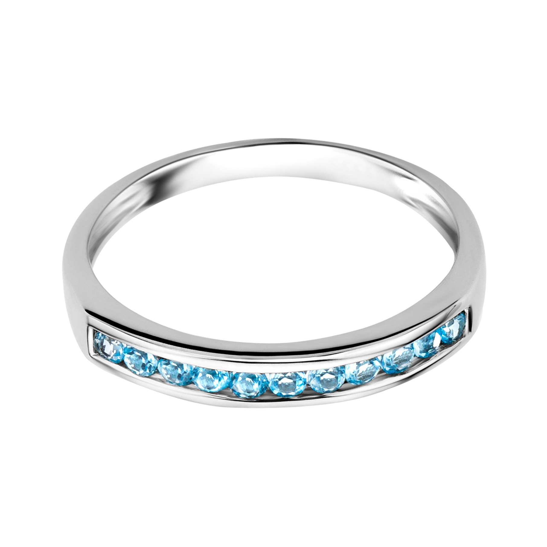Miore anello oro bianco 9Kt topazio blu