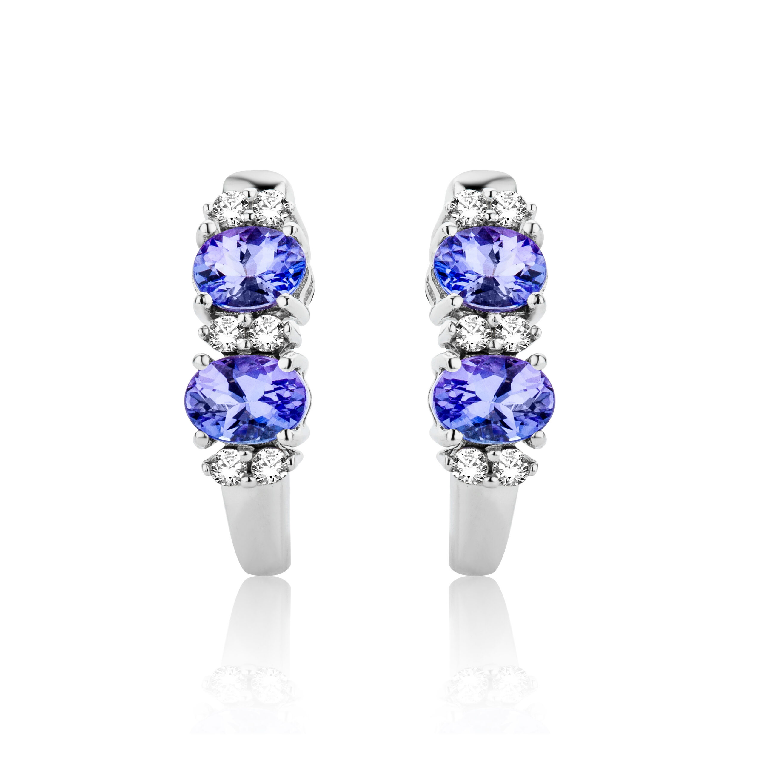 Miore Orecchini Oro Bianco 9Kt Tanzanite