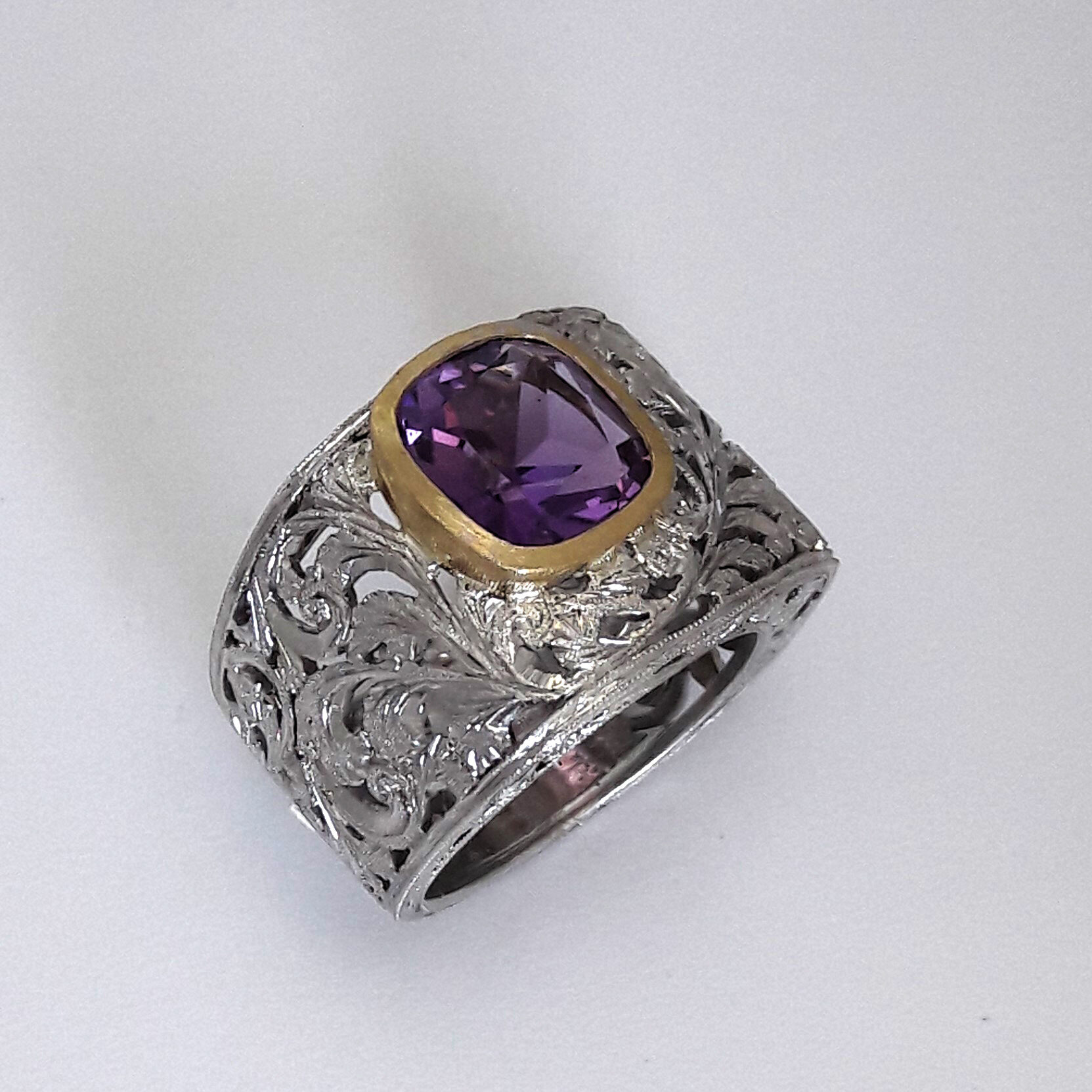 Anna Gioielli Jolly Jewels Ametista anello oro argento asimmetrico