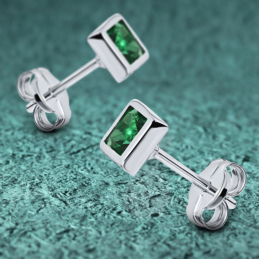 Miore Earrings orecchini oro bianco 9kt smeraldo