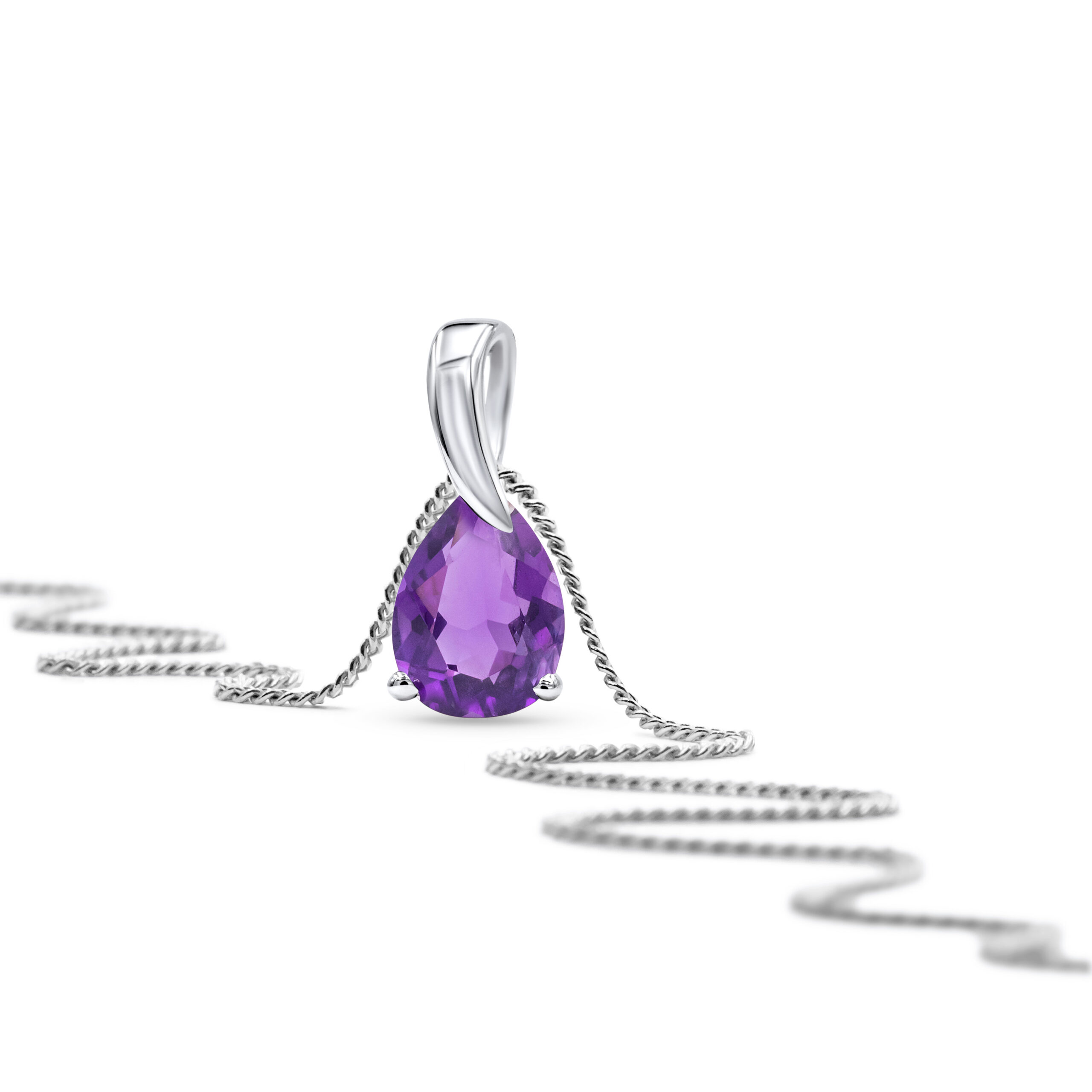 MIORE Collana Oro Bianco 9 Kt Ametista