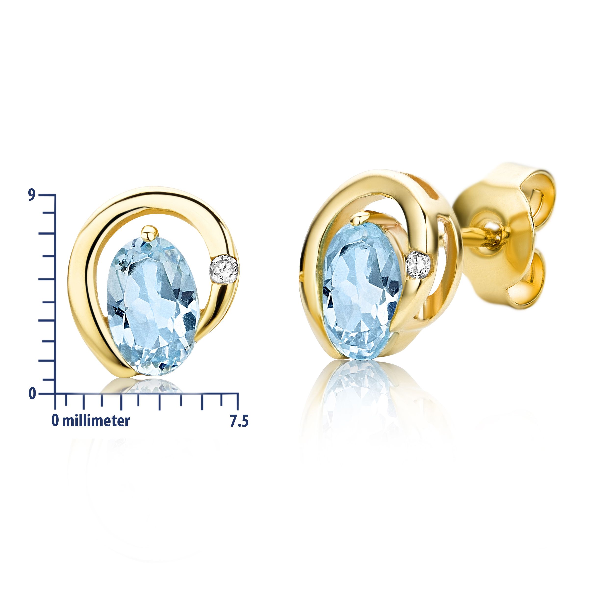 Miore Earrings Orecchini Oro Giallo 9Kt Topazio Blu