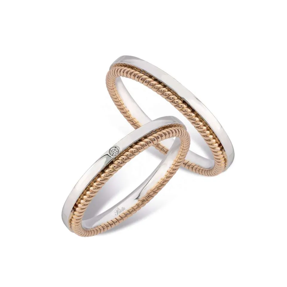 Polello Sì Lo Voglio fede oro bianco rosa 18kt