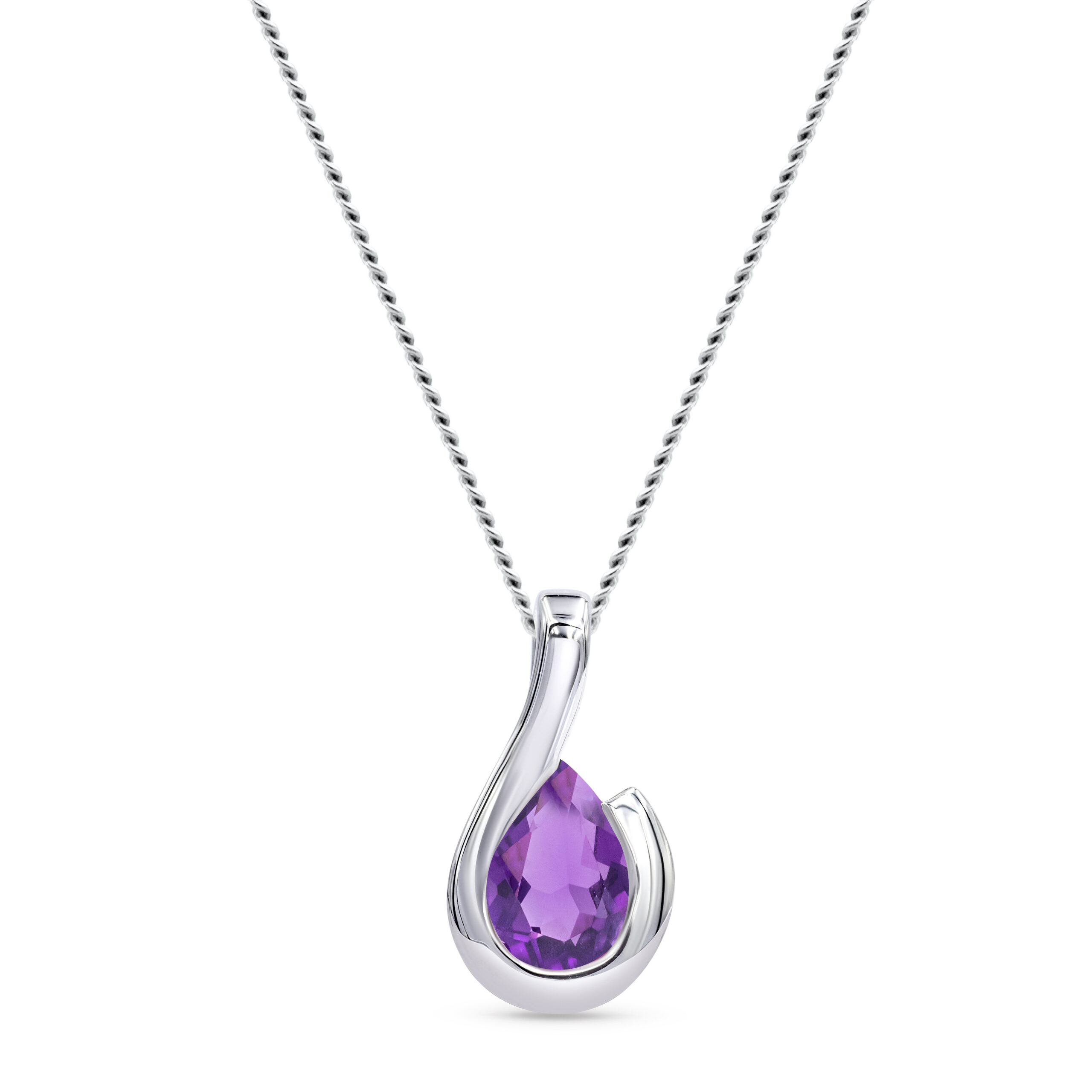 Miore Collana Oro Bianco 9Kt 375 Ametista