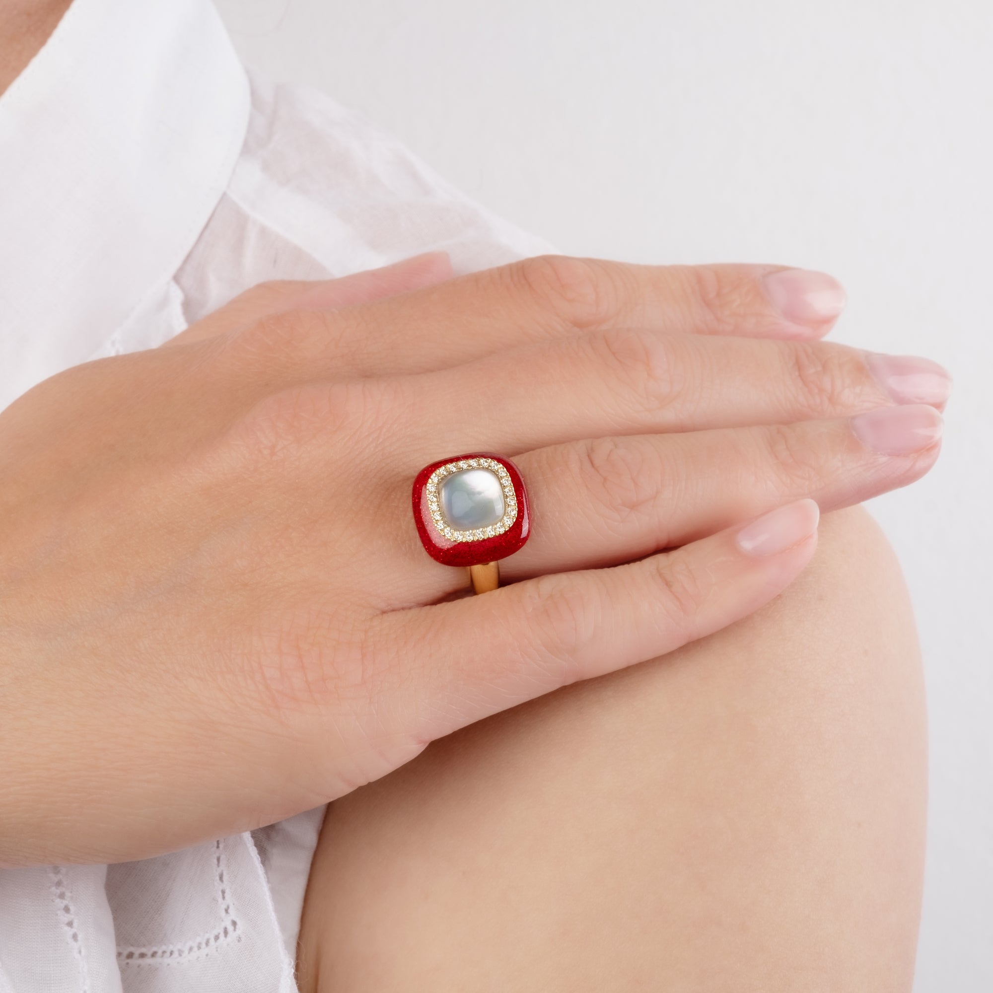 Noi Gioielli Firenze 1873 Mistica anello oro giallo smalto rosso