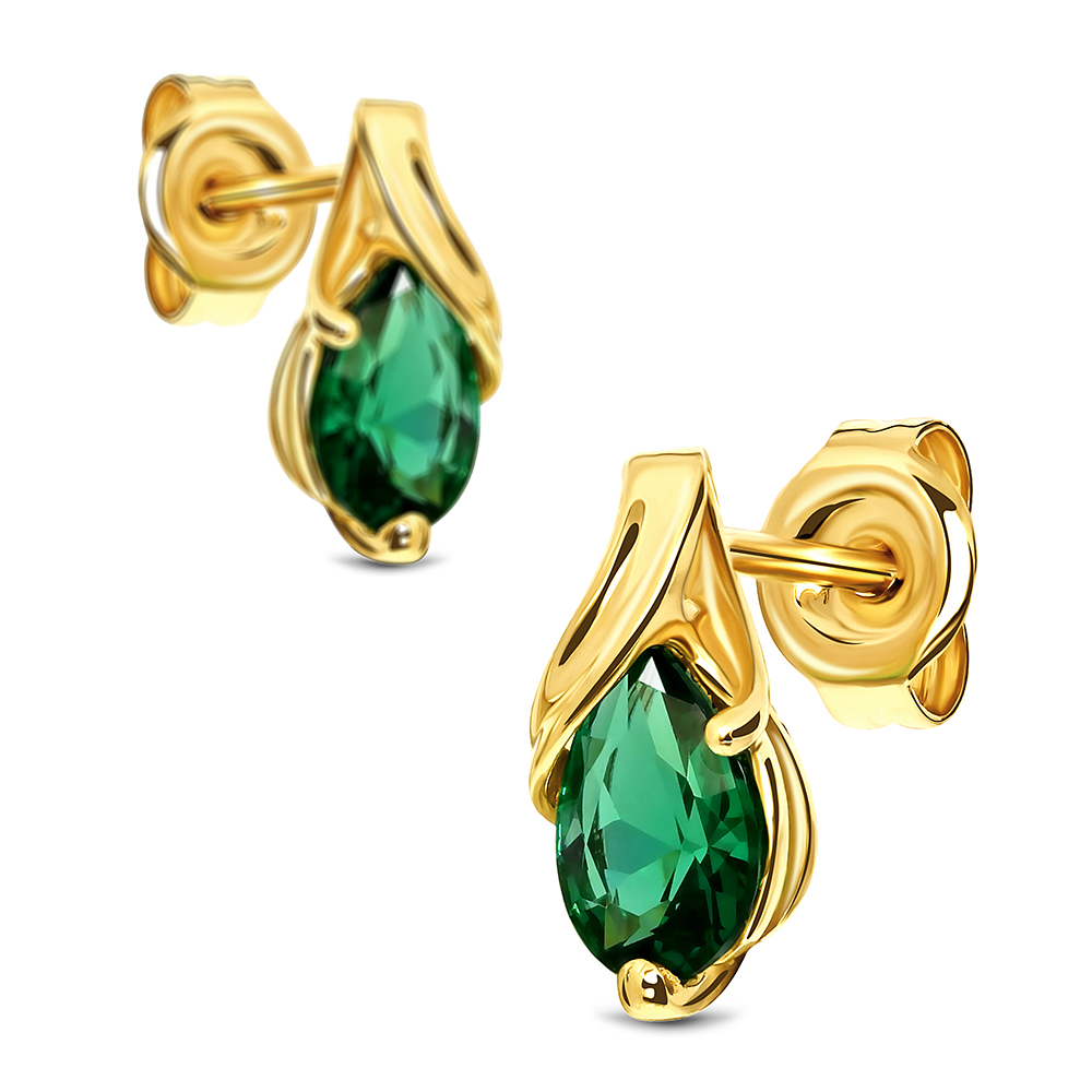 Miore Orecchini Oro Giallo 9Kt Smeraldo Creato