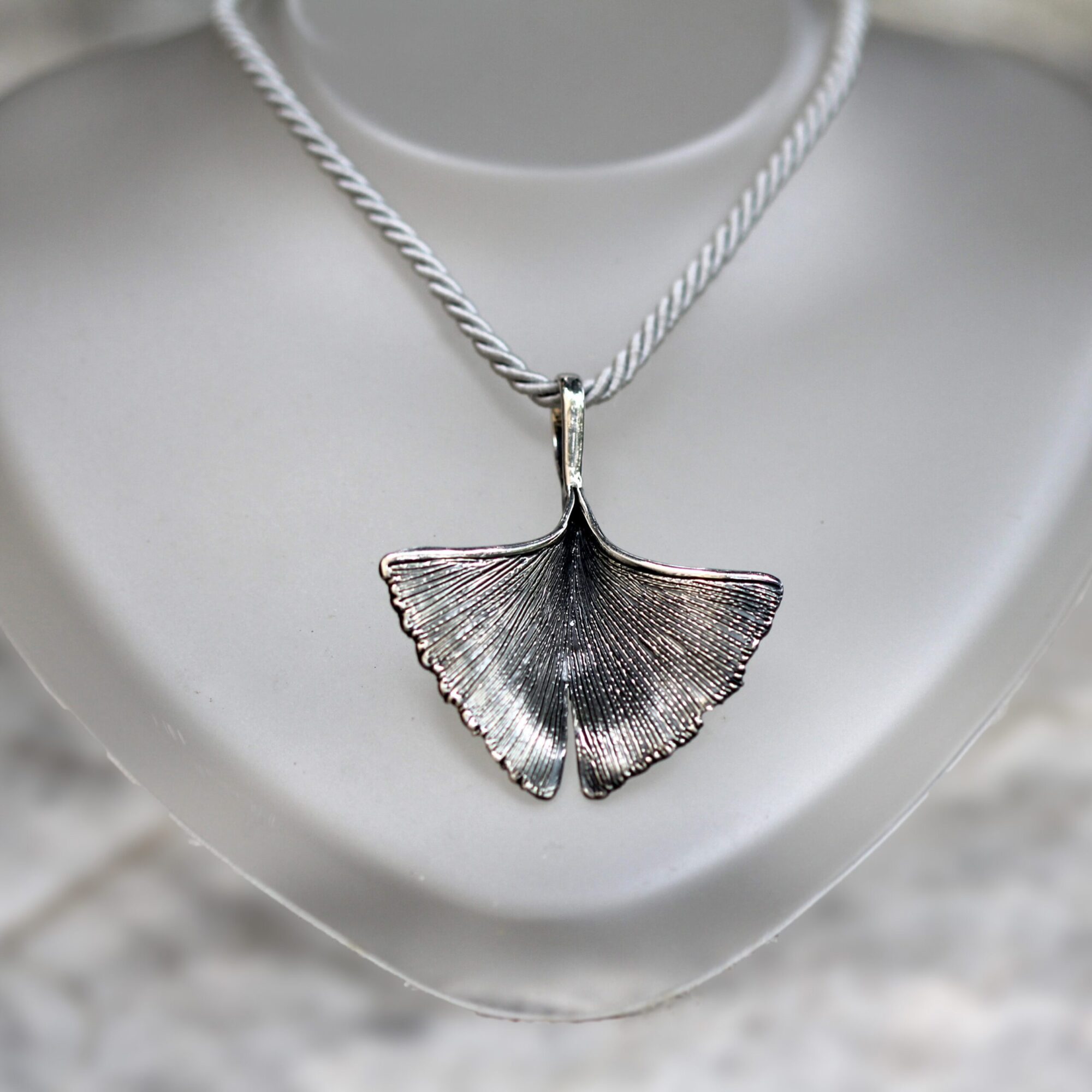 Anna Gioielli Pendenti ciondolo argento foglia Ginkgo 66mm