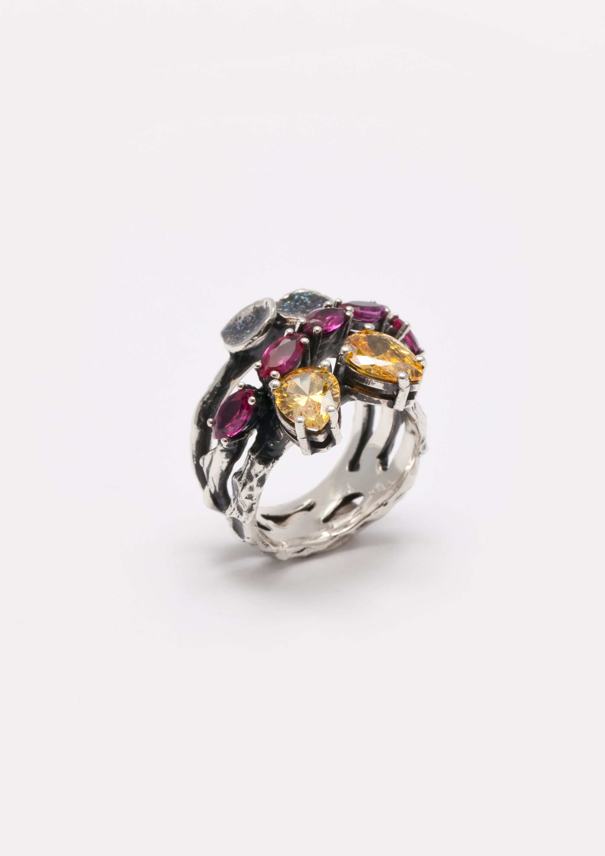 Voodoo Jewels Bold Shapes Gynura anello argento misura M