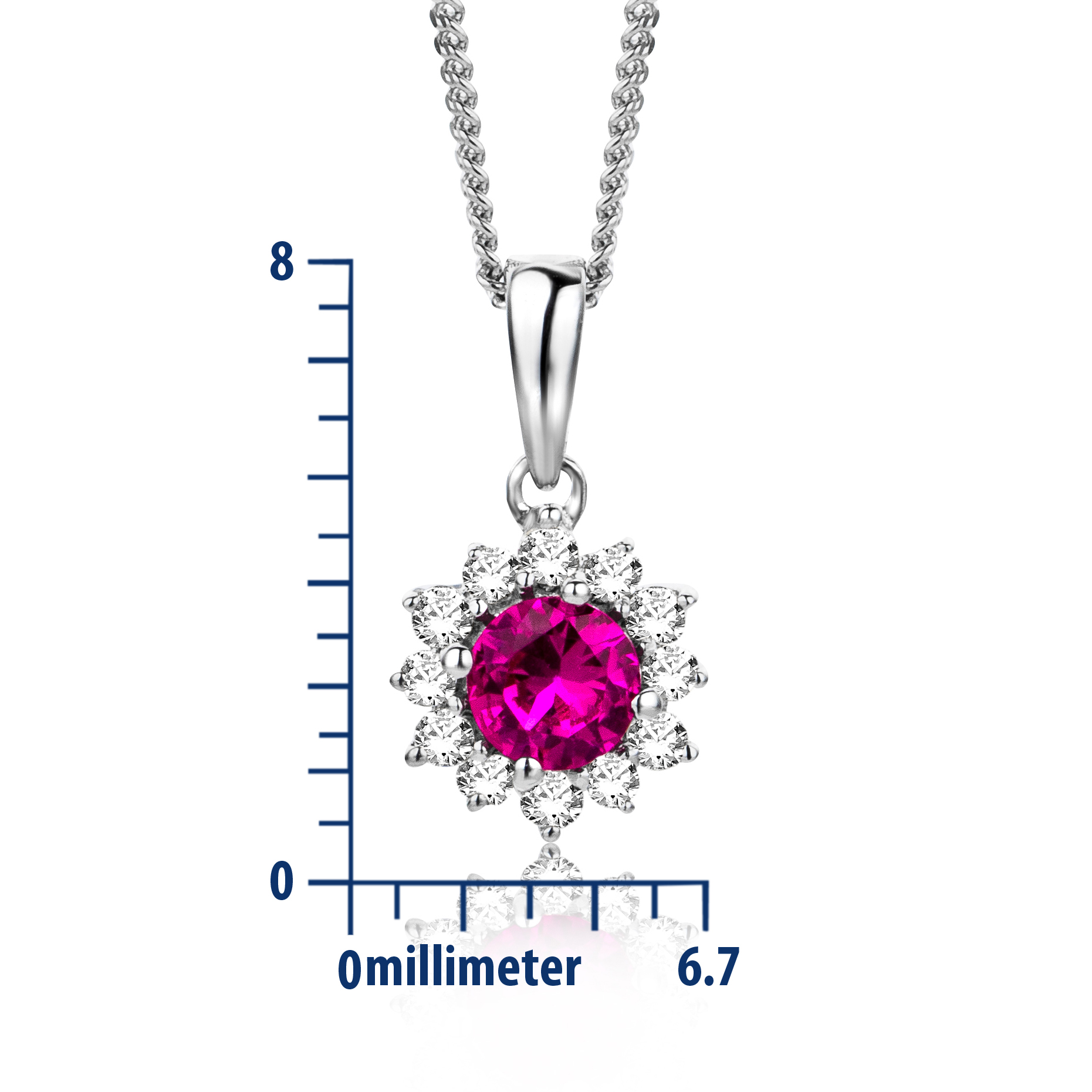 Miore Necklace collana oro bianco 9kt rubino
