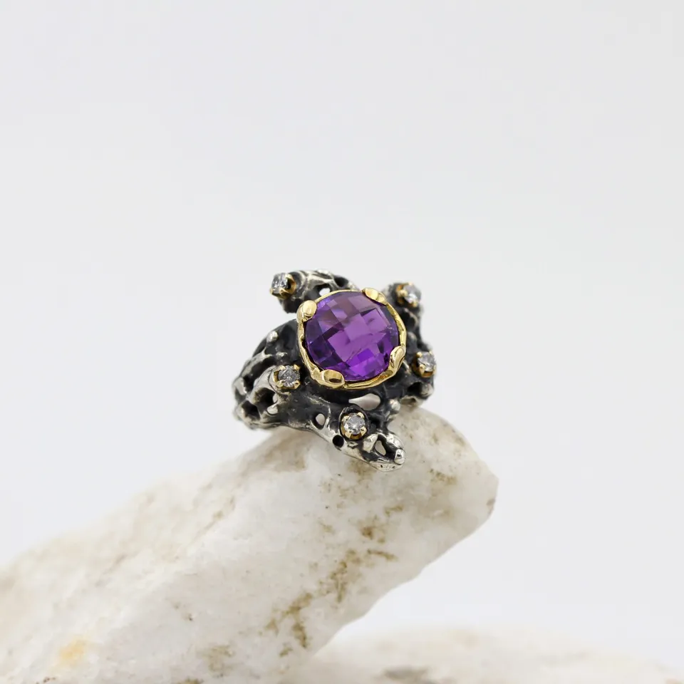 Anna Gioielli Collezione Marte Anello oro ametista diamanti 0,24 ct