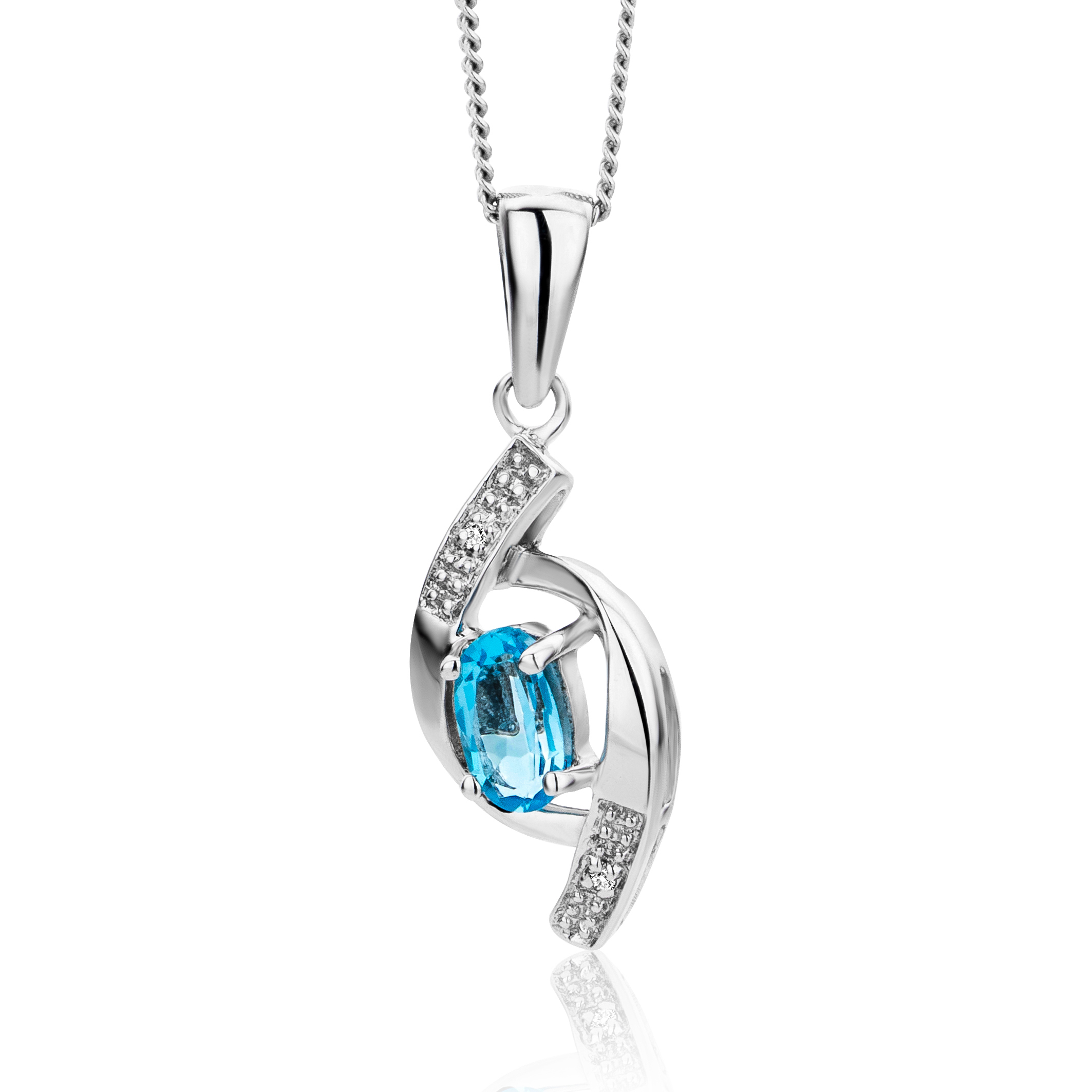 Miore Necklace Collana Oro Bianco 9Kt Topazio Blu