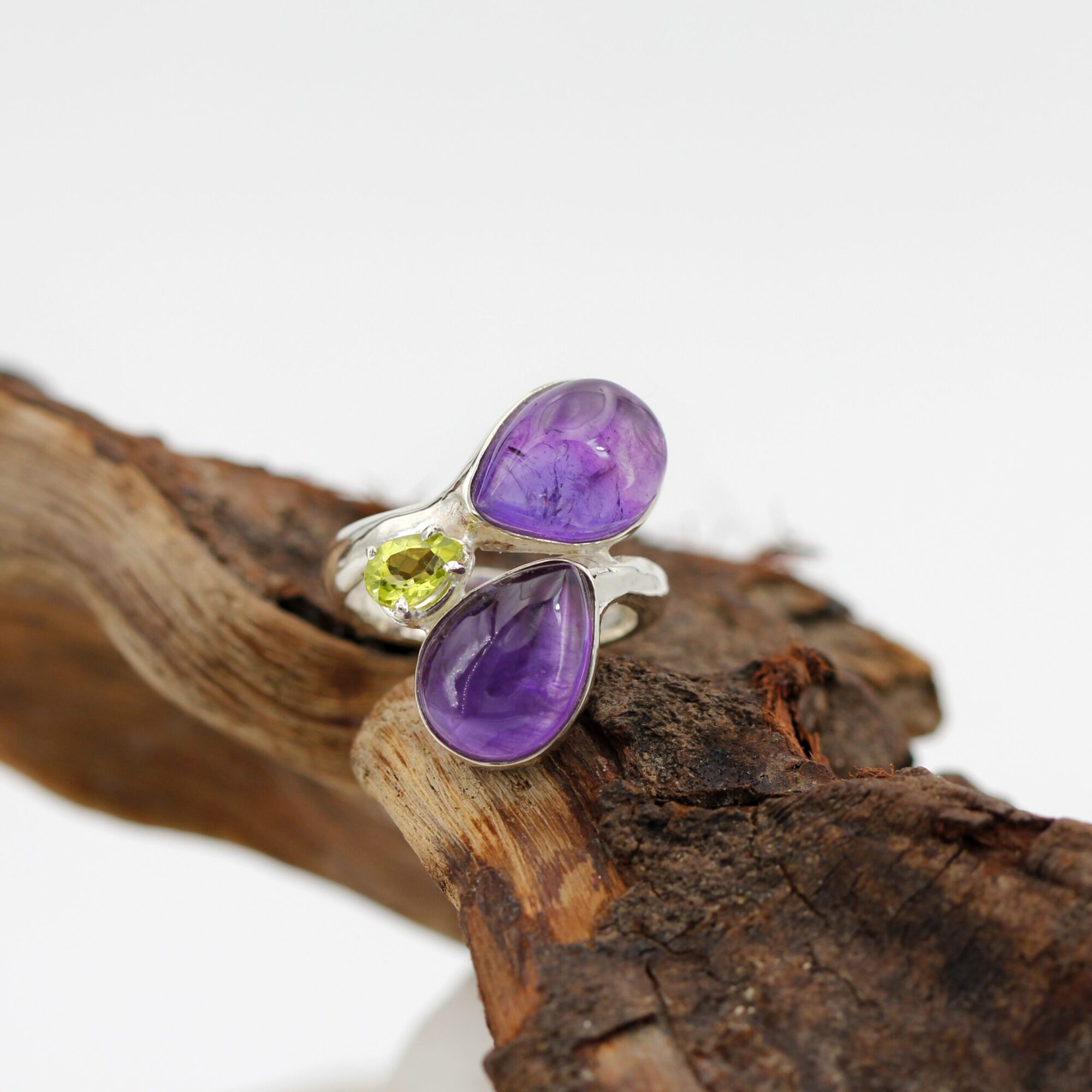 Anna Gioielli Anelli Anello argento ametiste peridoto goccia