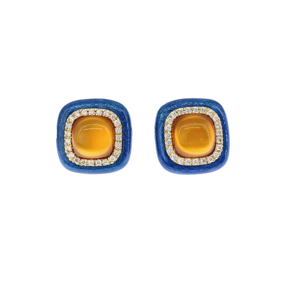 Noi Gioielli Firenze 1873 Mistica orecchini oro citrino smalto blu