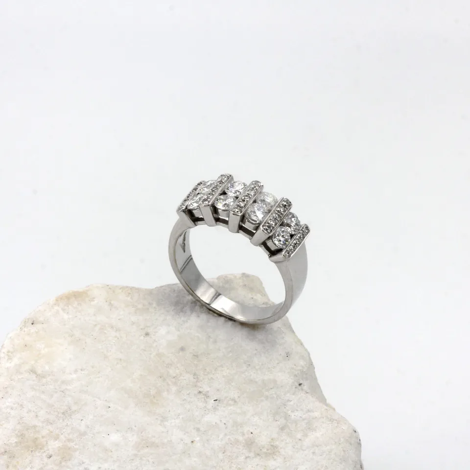 Anna Gioielli Gioielli Classici Anello Traversine Oro Brillanti 1.33ct