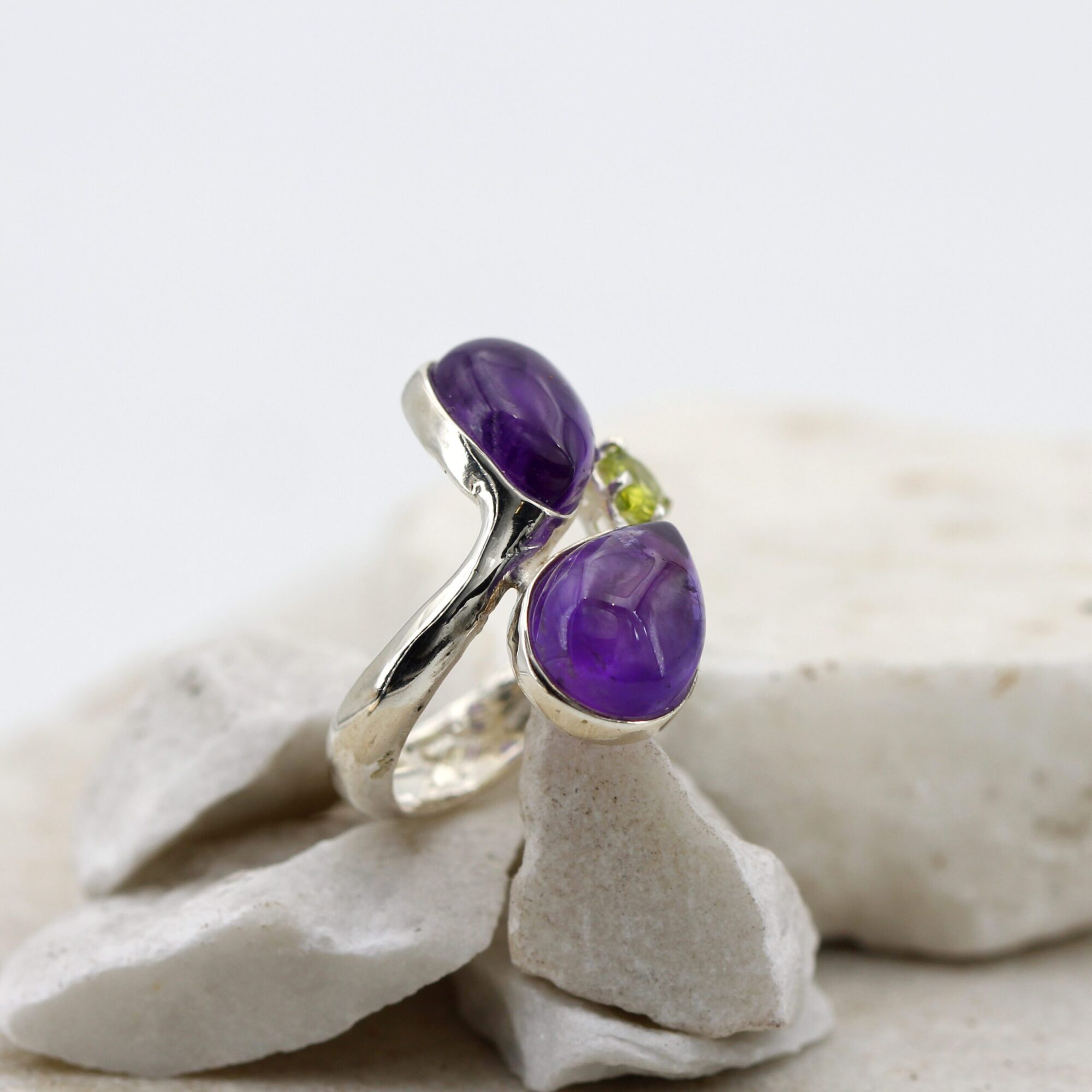 Anna Gioielli Anelli Anello argento ametiste peridoto goccia