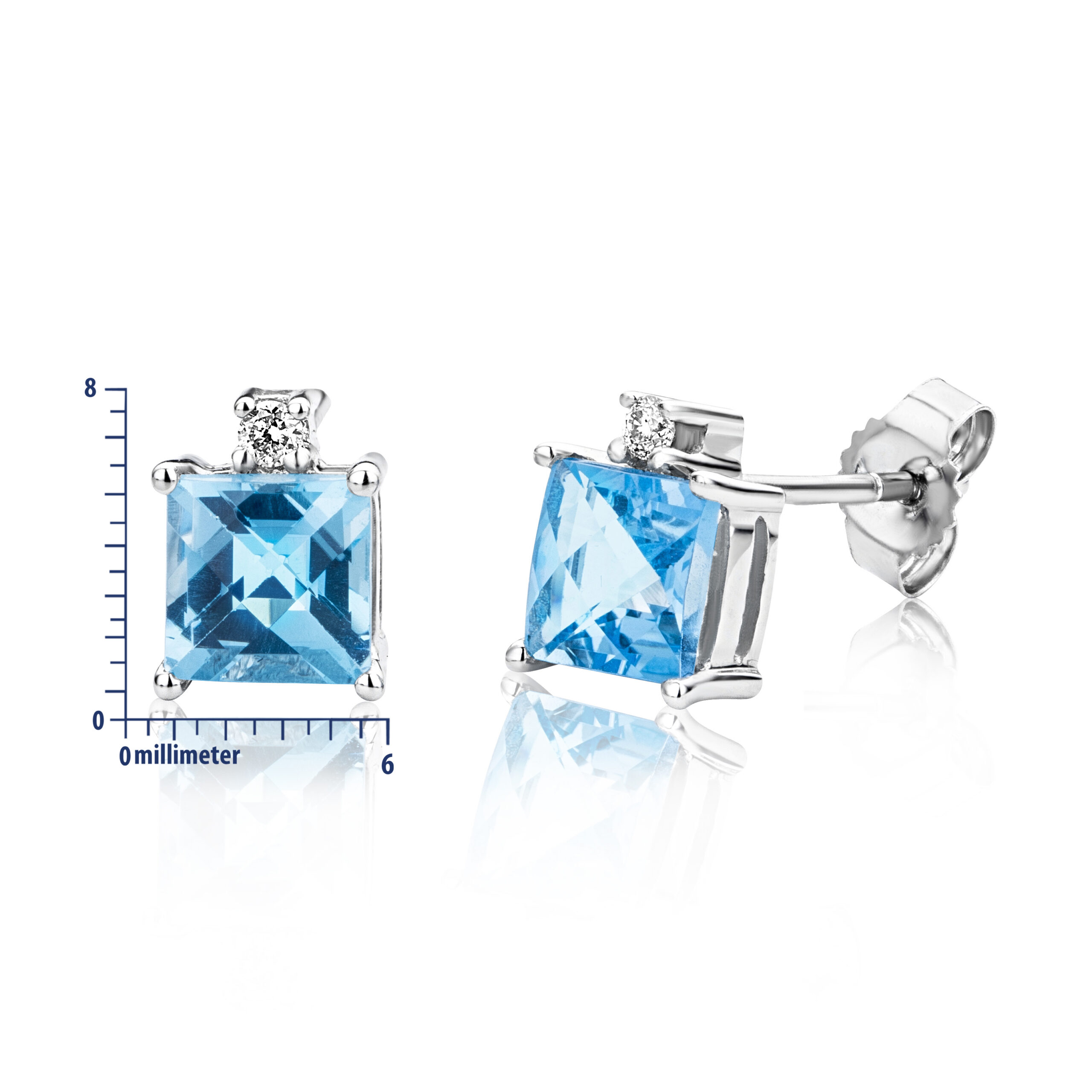 Miore Earrings Orecchini Oro Bianco Topazio Blu 9KT