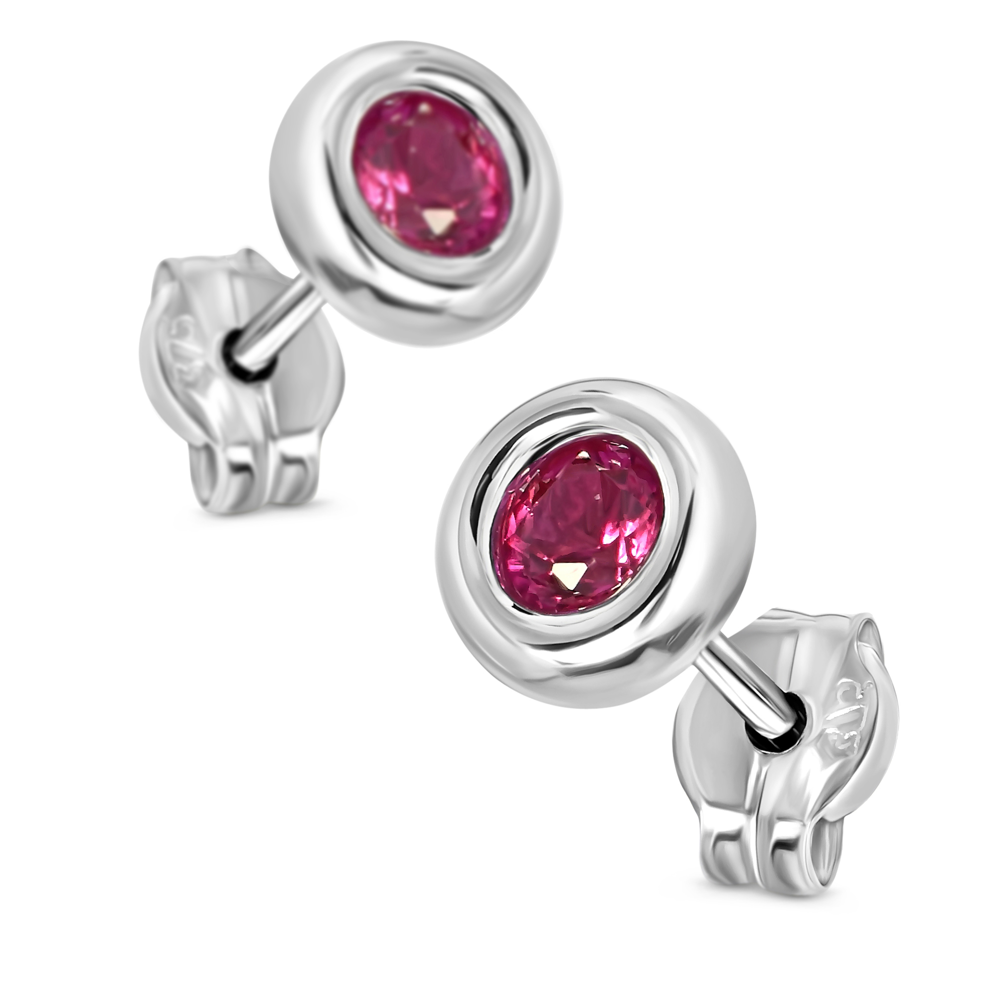 Miore Earrings Orecchini oro bianco 9Kt rubino creato