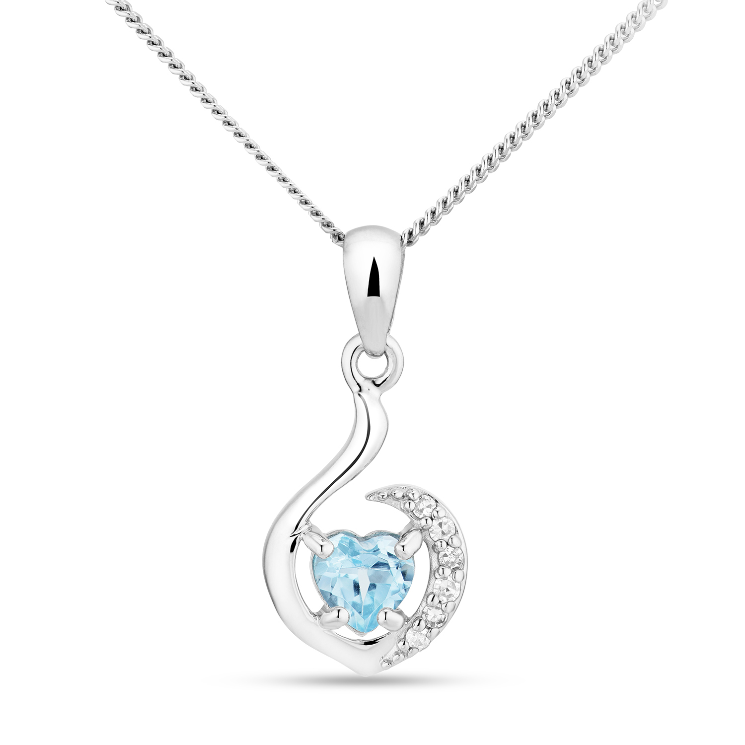 Miore Necklace Collana oro bianco 9Kt topazio blu