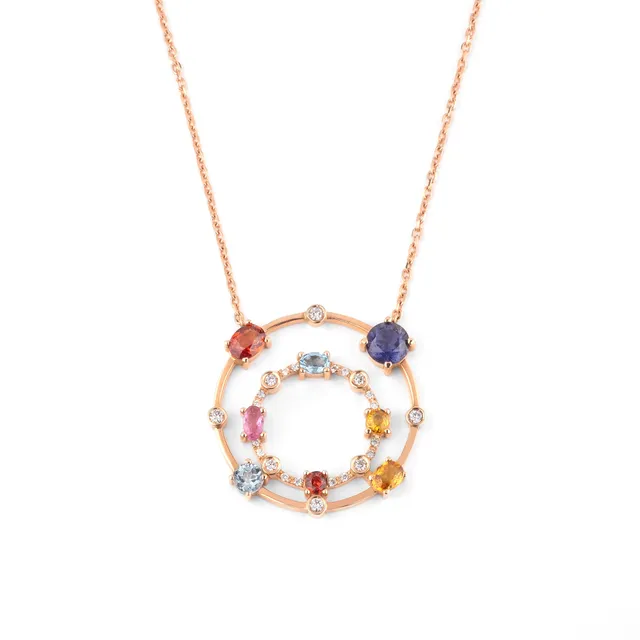 Noi Gioielli Incanto collana oro rosa 18kt diamanti multicolore