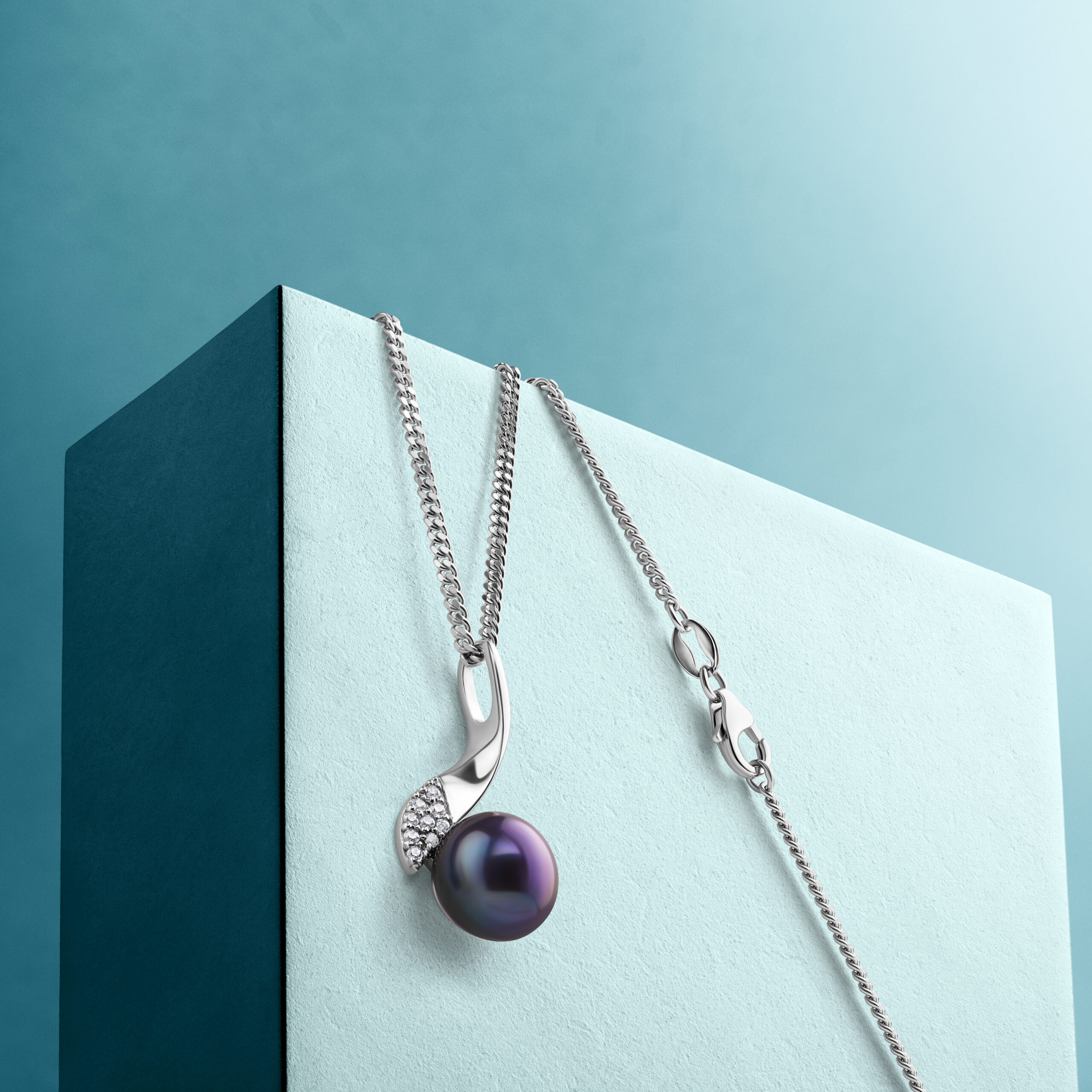 Miore Collana Perle Zirconi Argento 925